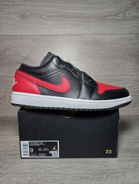 Nike Air Jordan 1 Low Bred Black Varsity Red White AJ1 553558-067 Men's 9 New